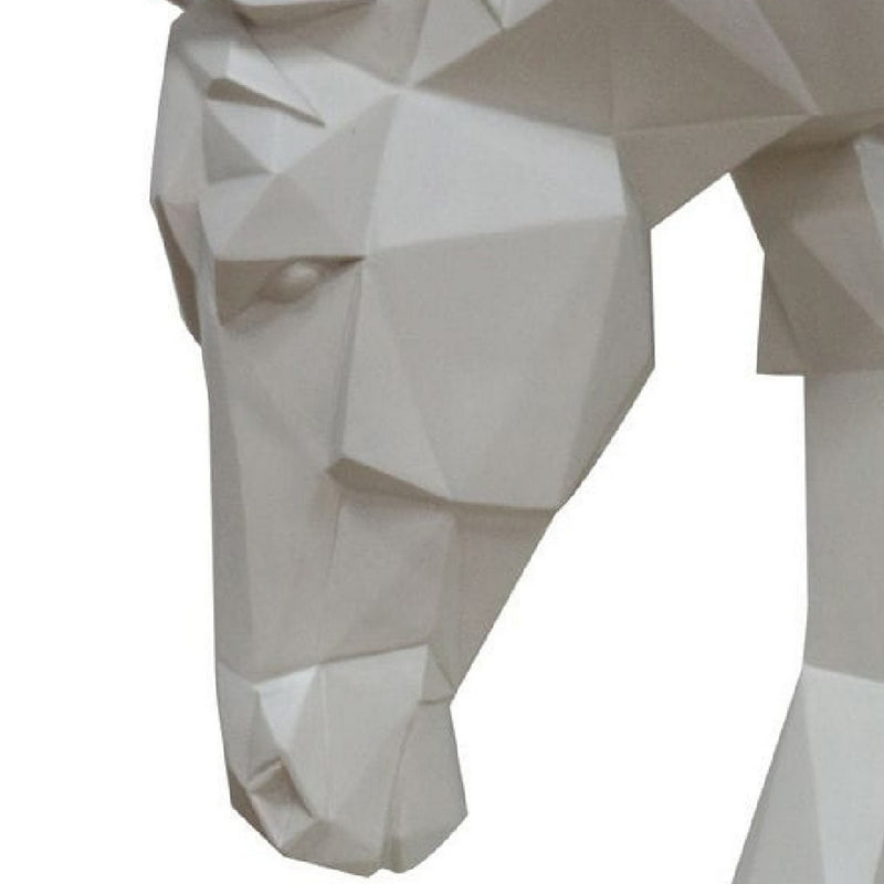 Cid 15 Inch Modern Polyresin Horse Head Sculpture Decor Faceted White-zoom-
