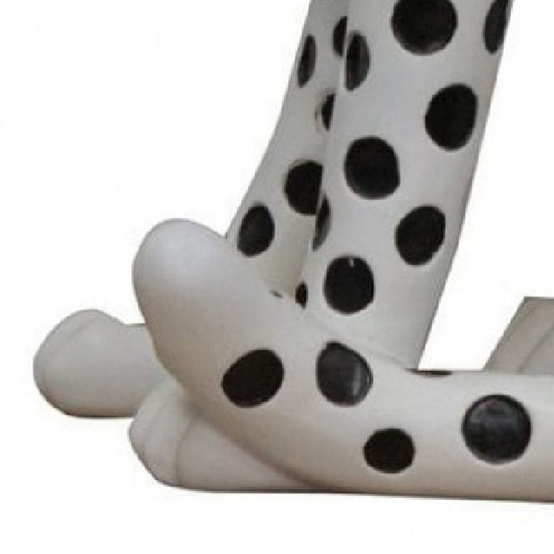 Cid 24 Inch Modern Polyresin Leopard Sculpture Decor Dotted White Black-zoom-