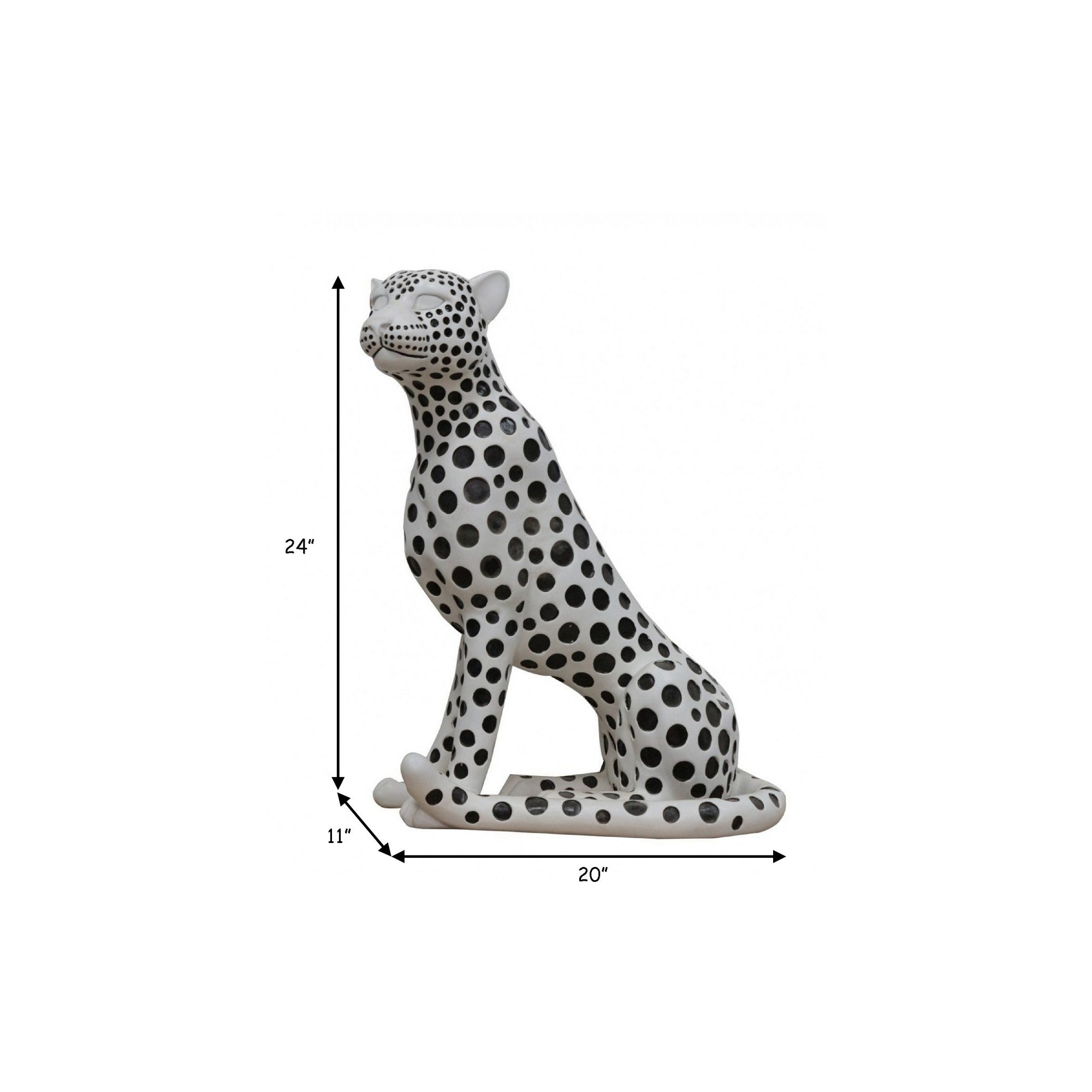 Cid 24 Inch Modern Polyresin Leopard Sculpture Decor Dotted White Black-zoom-5