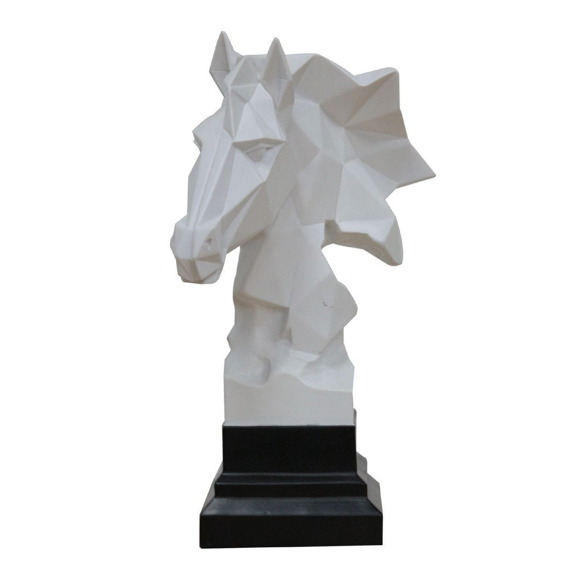 Cid 12 Inch Modern Polyresin Stallion Horse Head Sculpture Decor White-zoom-1