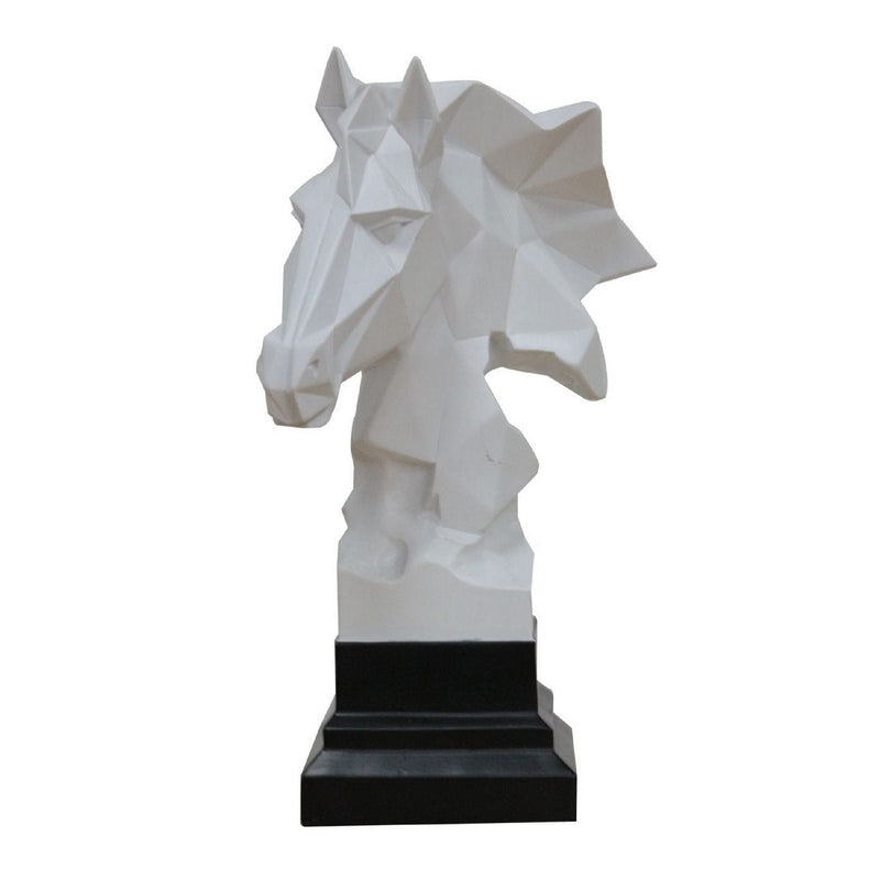 Cid 12 Inch Modern Polyresin Stallion Horse Head Sculpture Decor White-zoom-