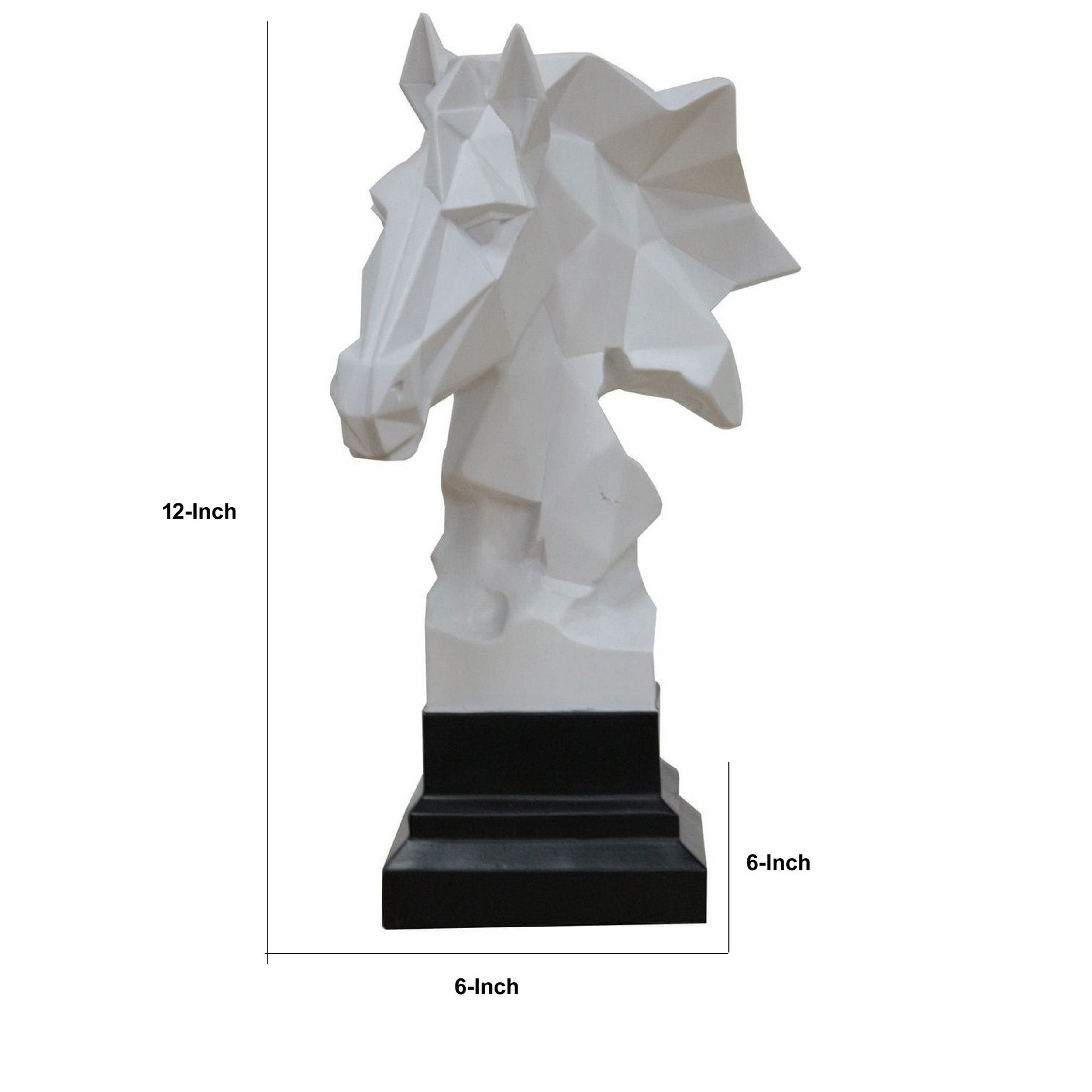 Cid 12 Inch Modern Polyresin Stallion Horse Head Sculpture Decor White-zoom-5