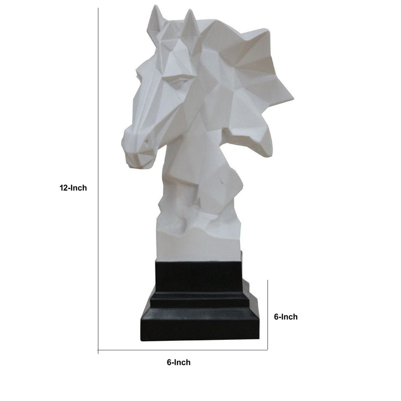 Cid 12 Inch Modern Polyresin Stallion Horse Head Sculpture Decor White-zoom-