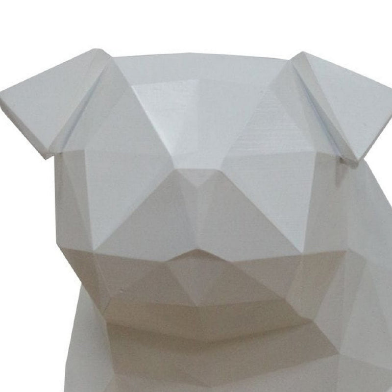 Cid 9 Inch Modern Polyresin Dog Sculpture Decor Faceted Design White-zoom-