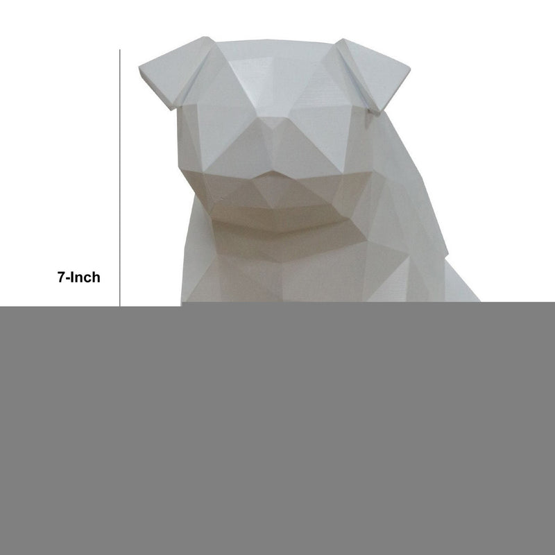 Cid 9 Inch Modern Polyresin Dog Sculpture Decor Faceted Design White-zoom-