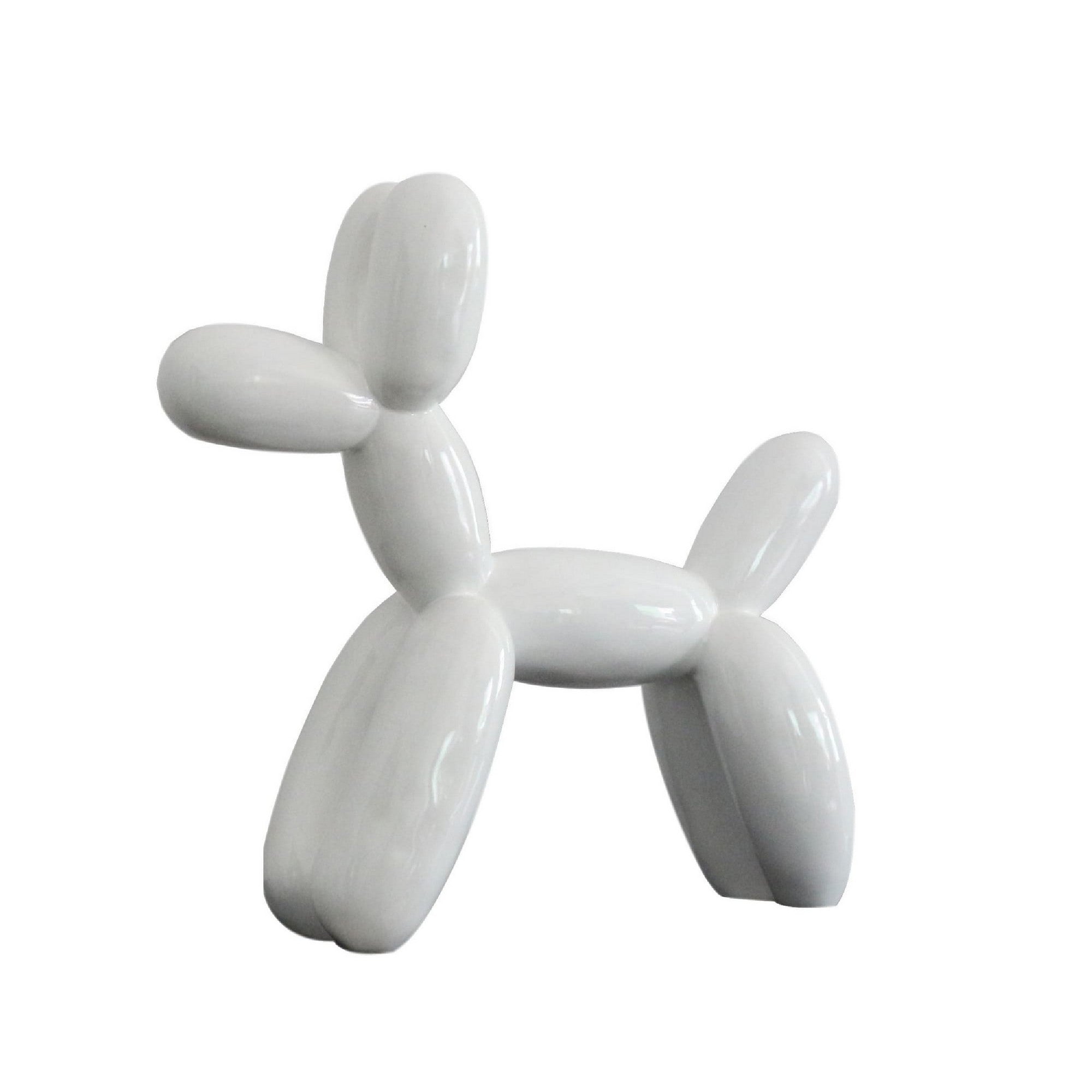 Cid 16 Inch Modern Polyresin Balloon Art Dog Sculpture Decor White