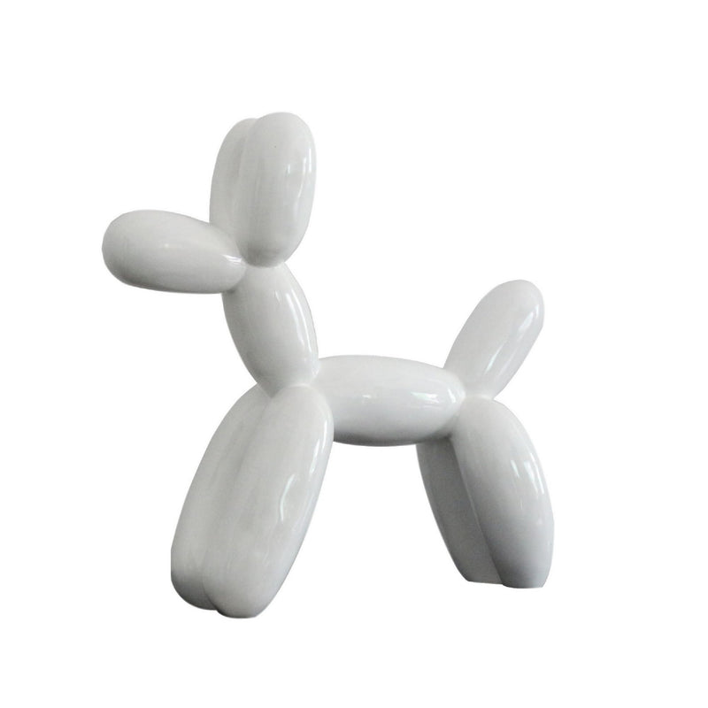 Cid 16 Inch Modern Polyresin Balloon Art Dog Sculpture Decor White-zoom-