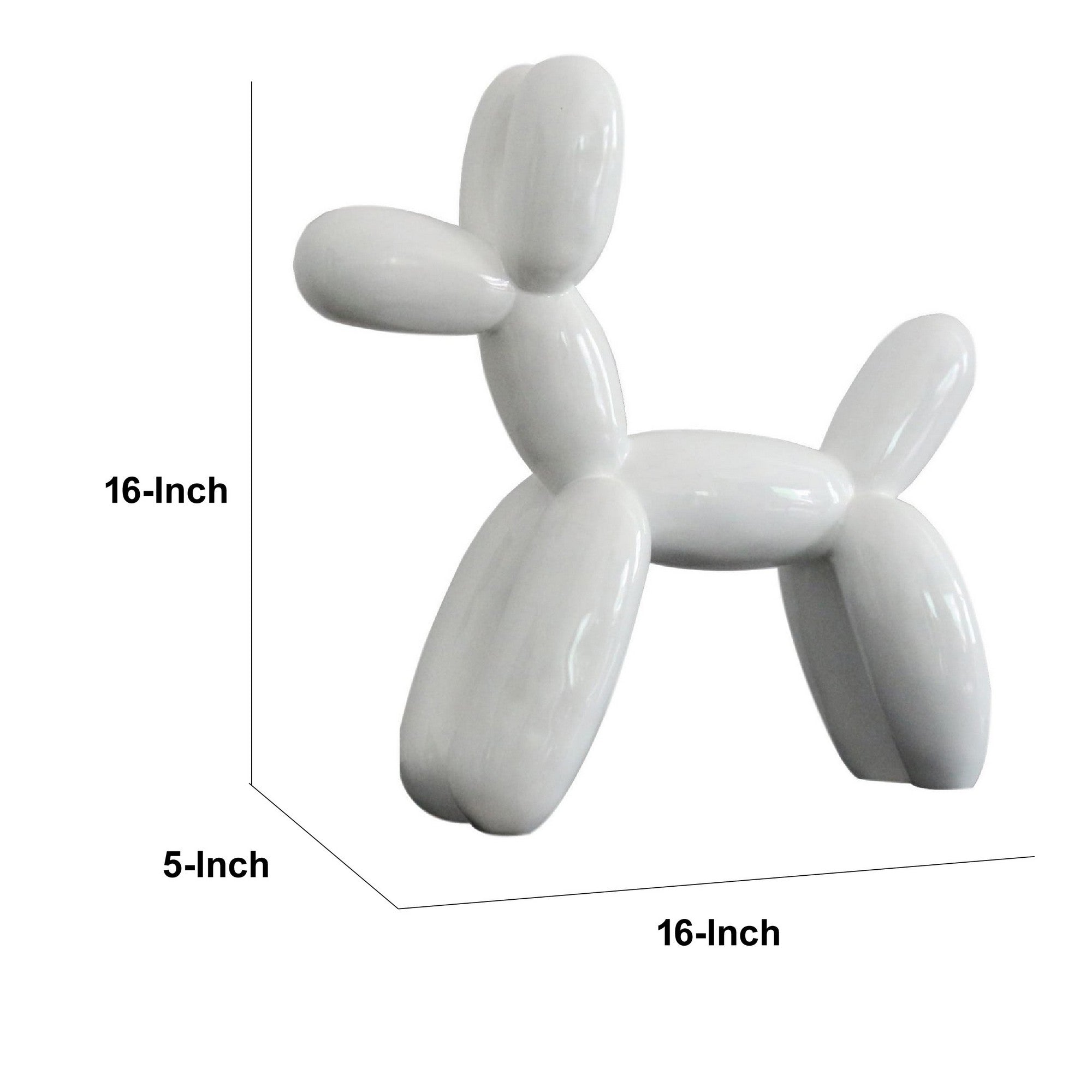 Cid 16 Inch Modern Polyresin Balloon Art Dog Sculpture Decor White-zoom-5