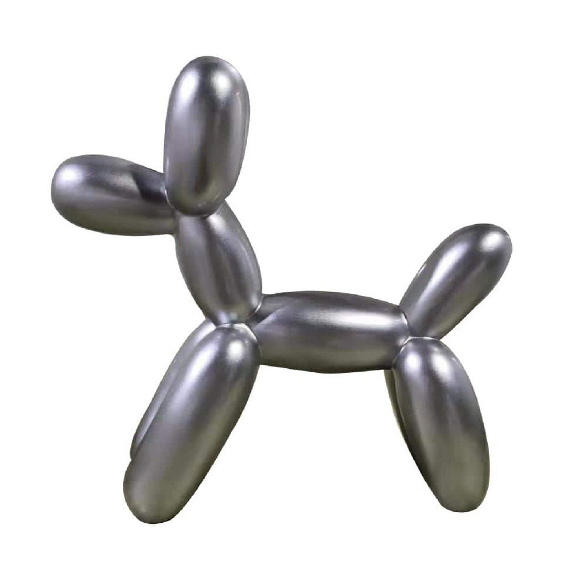 Cid 16 Inch Modern Polyresin Balloon Art Dog Sculpture Decor Silver-zoom-1