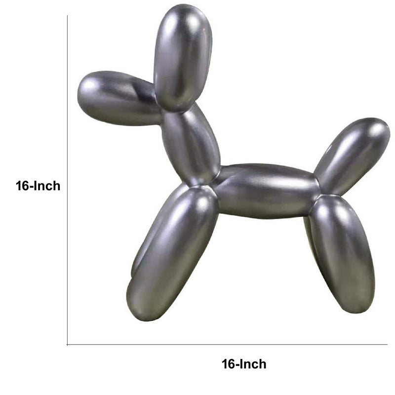 Cid 16 Inch Modern Polyresin Balloon Art Dog Sculpture Decor Silver-zoom-