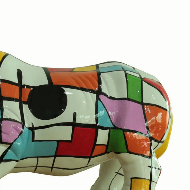 Cid 21 Inch Resin Rhino Sculpture Decor Multicolor Abstract Pattern-zoom-