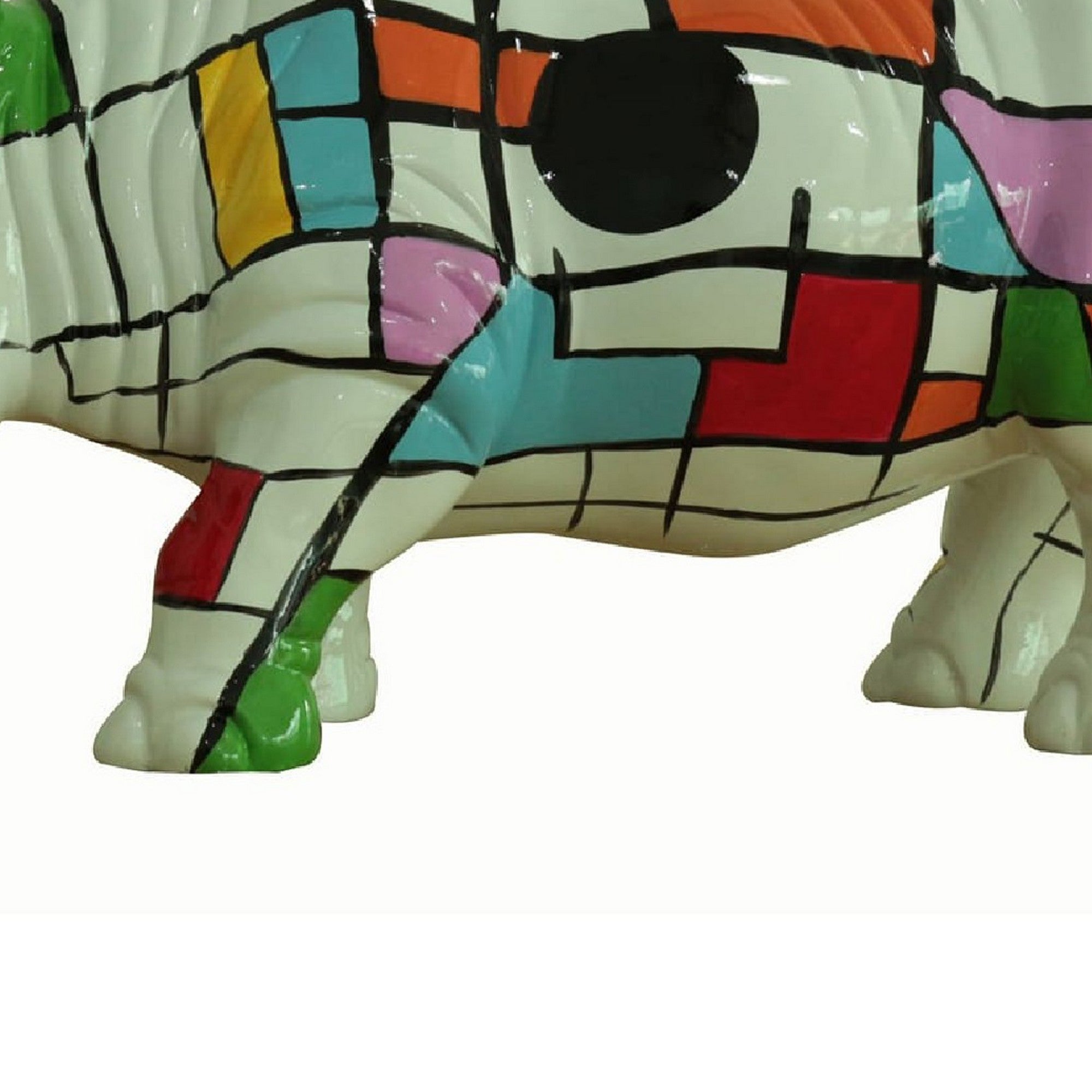 Cid 21 Inch Resin Rhino Sculpture Decor Multicolor Abstract Pattern-zoom-4