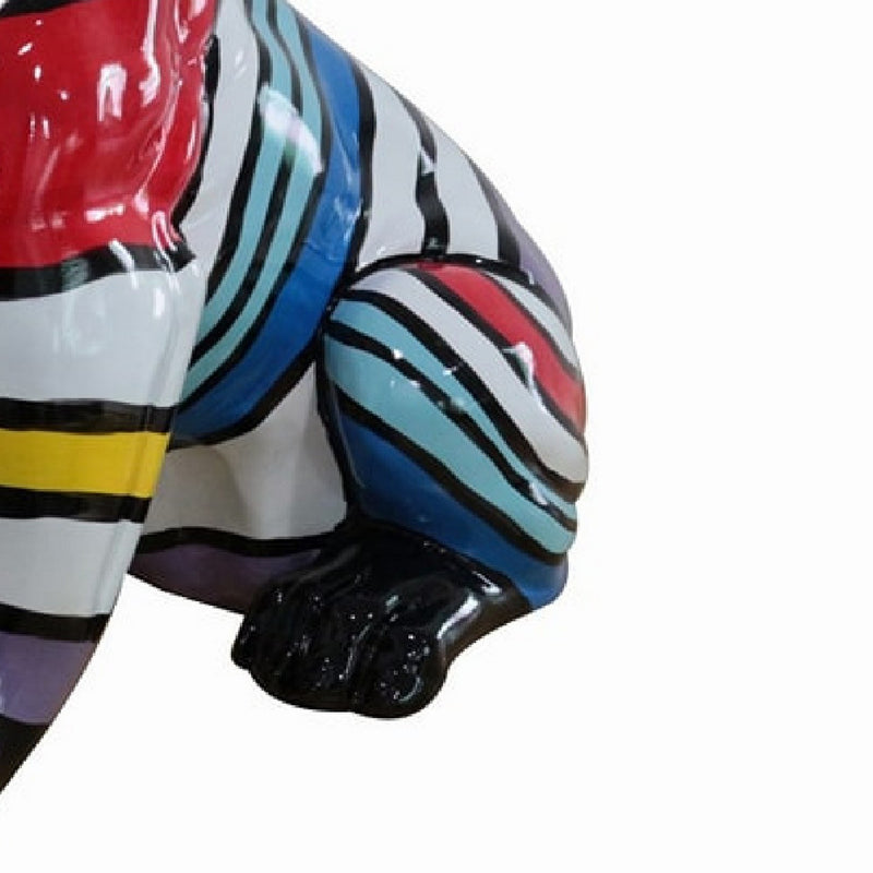 Cid 18 Inch Resin Pug Sculpture Decor Multicolor Abstract Pattern-zoom-