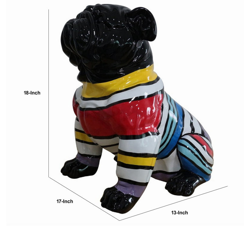 Cid 18 Inch Resin Pug Sculpture Decor Multicolor Abstract Pattern-zoom-