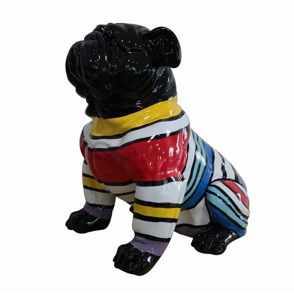 Cid 18 Inch Resin Pug Sculpture Decor Multicolor Abstract Pattern