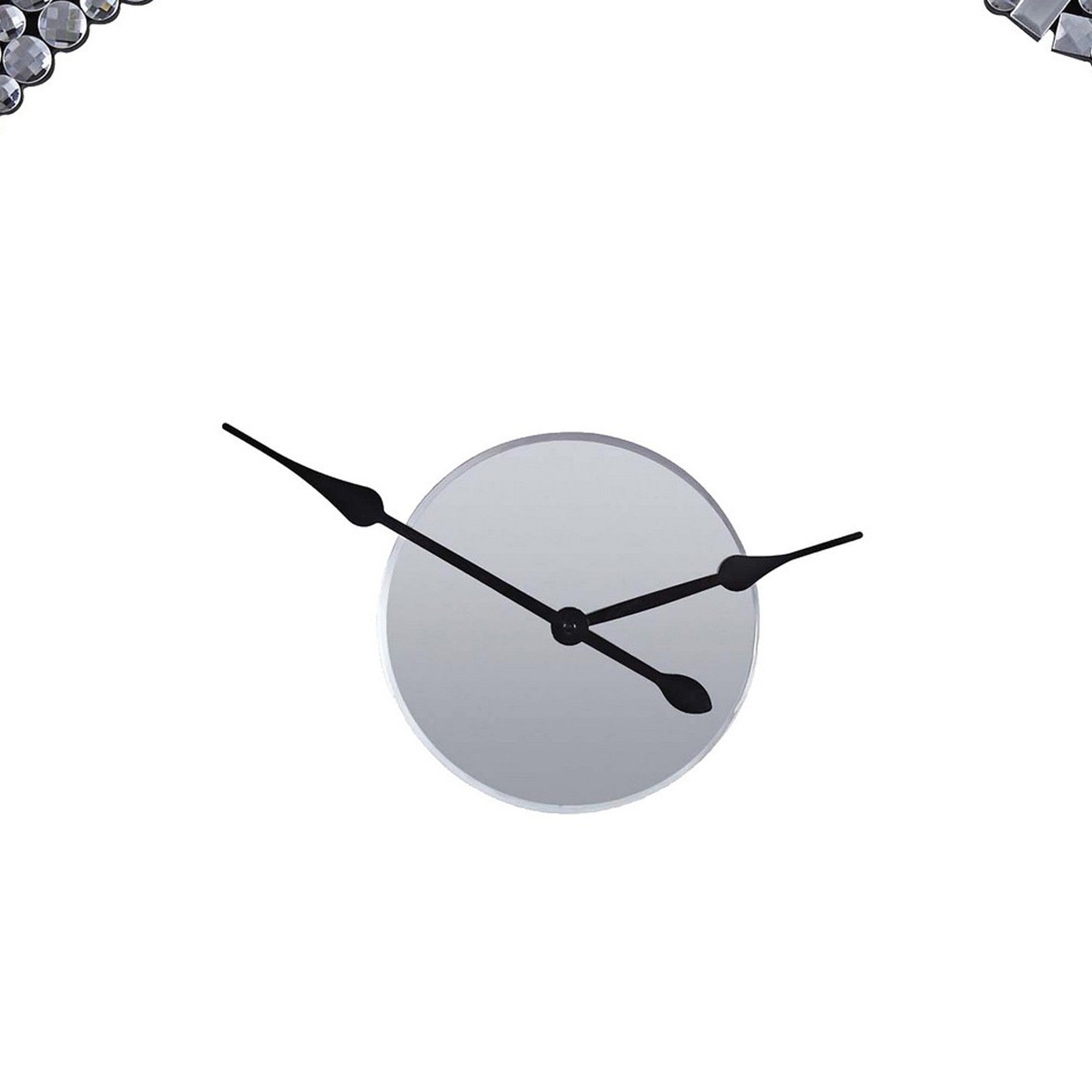 39 Inch Modern Analog Wall Clock Faux Gem Inlay Quartz Silver-zoom-3