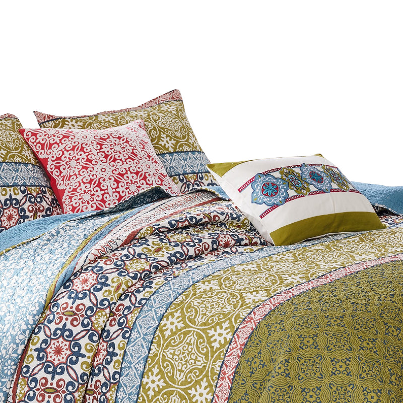 Kaw 2 Piece Decorative Accent Throw Pillow Set Geometric Floral Red Green-zoom-