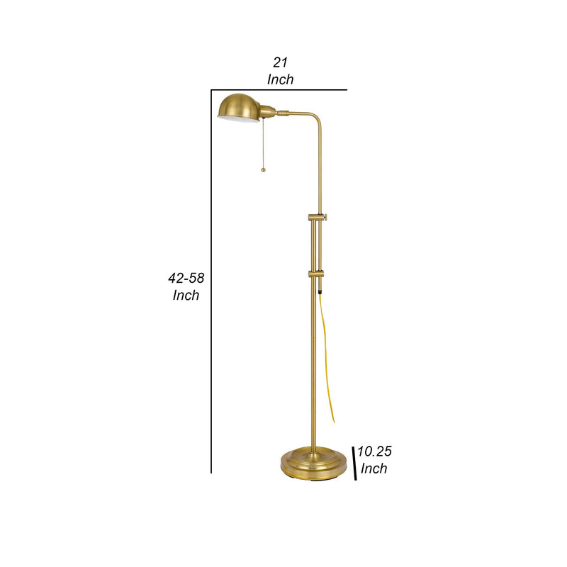58 Inch Metal Floor Lamp Adjustable Height Chain Switch Antique Brass-zoom-