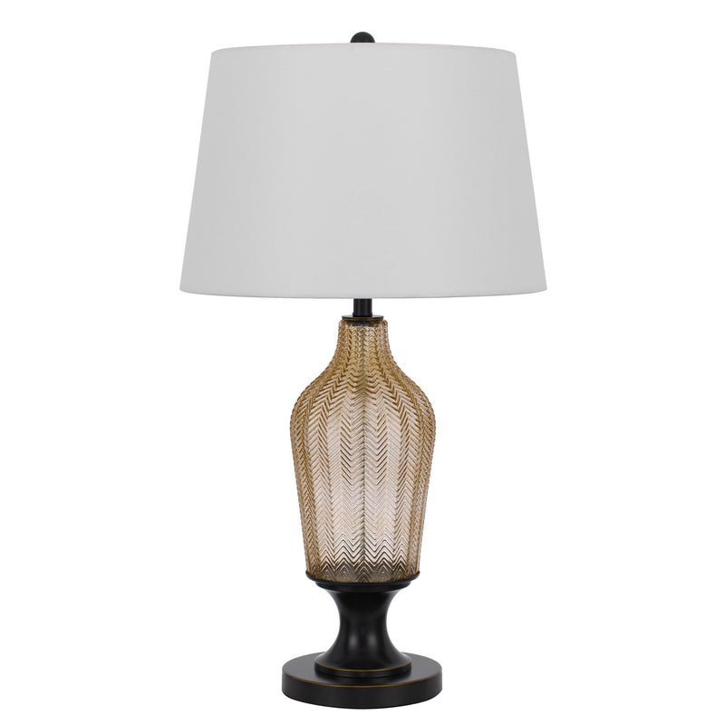 31 Inch Modern Table Lamp Smoked Glass Body Metal Base Dark Bronze-zoom-