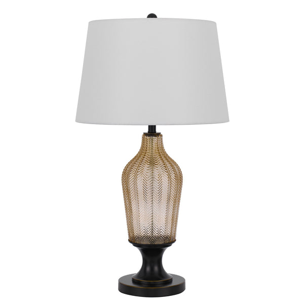 31 Inch Modern Table Lamp Smoked Glass Body Metal Base Dark Bronze