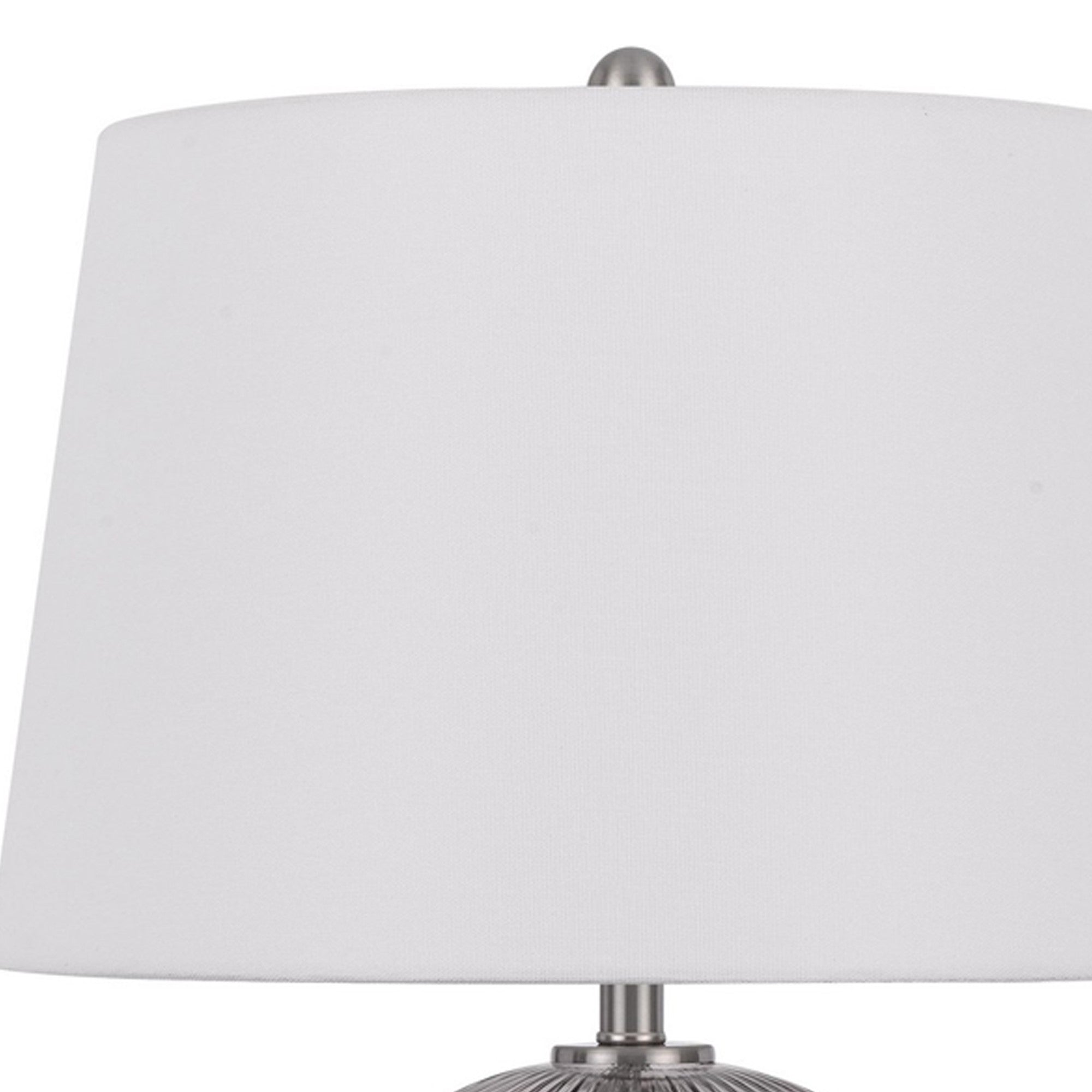 33 Inch Modern Table Lamp Rounded Glass Fluted Body Steel Stand White-zoom-2