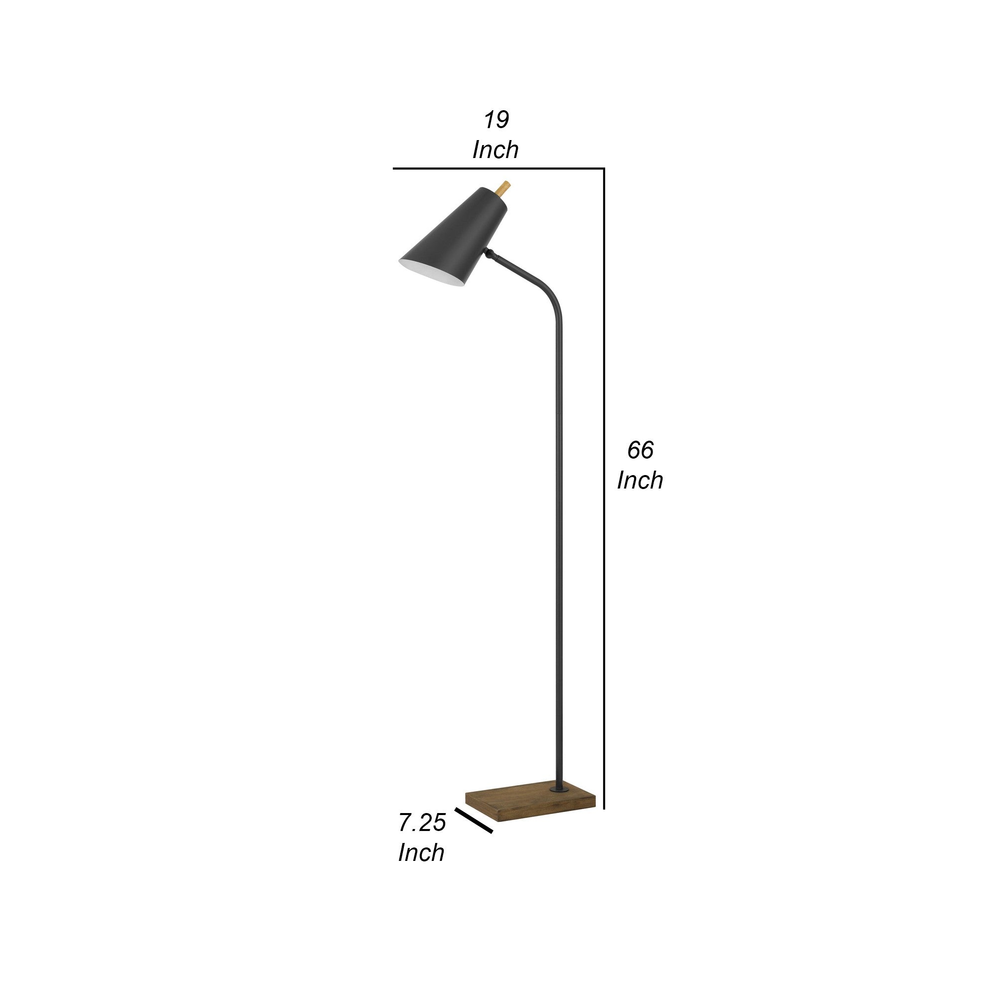 66 Inch Metal Floor Lamp Adjustable Cone Shade Wood Base Dark Bronze-zoom-5