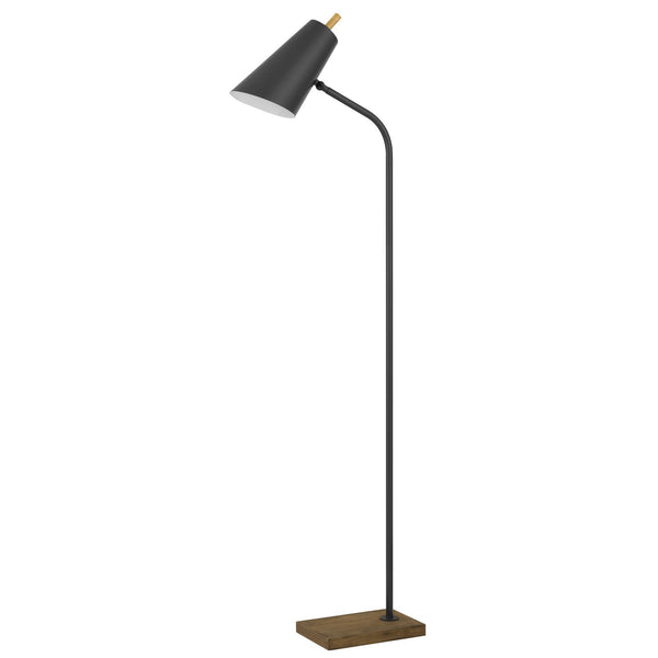 66 Inch Metal Floor Lamp Adjustable Cone Shade Wood Base Dark Bronze