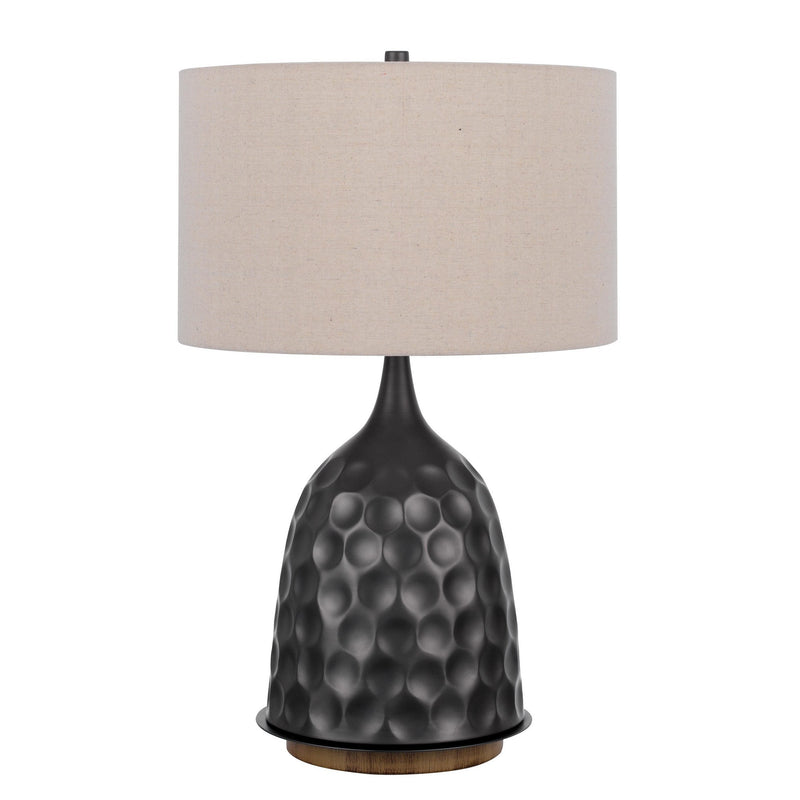 29 Inch Modern Table Lamp Drum Shade Diverted Wood Base Dark Bronze Brown-zoom-