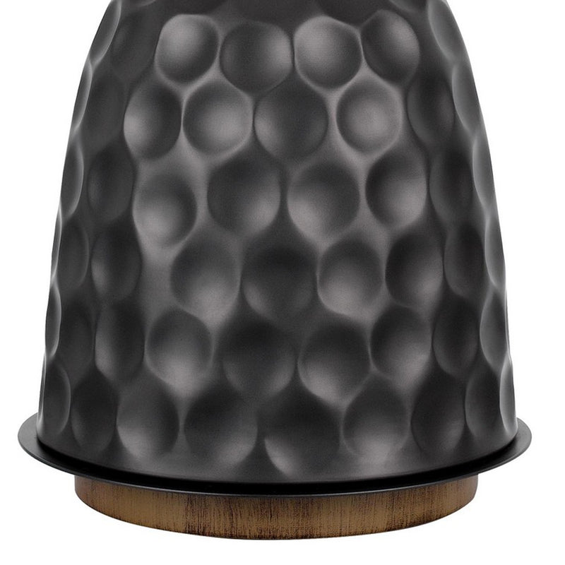 29 Inch Modern Table Lamp Drum Shade Diverted Wood Base Dark Bronze Brown-zoom-