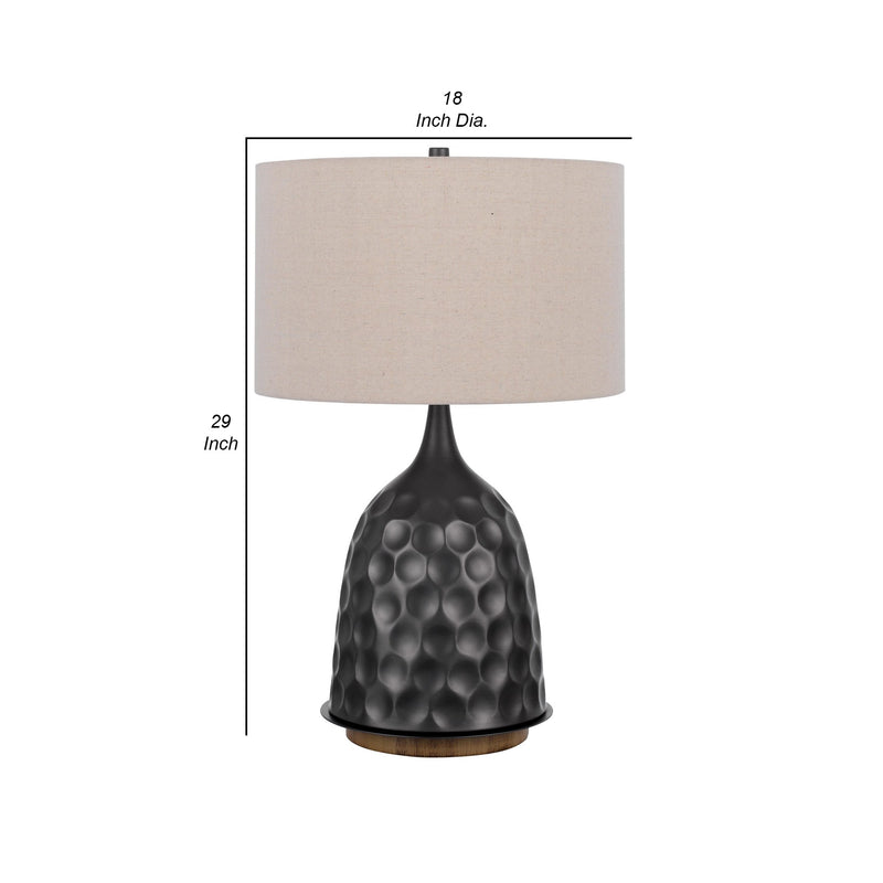 29 Inch Modern Table Lamp Drum Shade Diverted Wood Base Dark Bronze Brown-zoom-