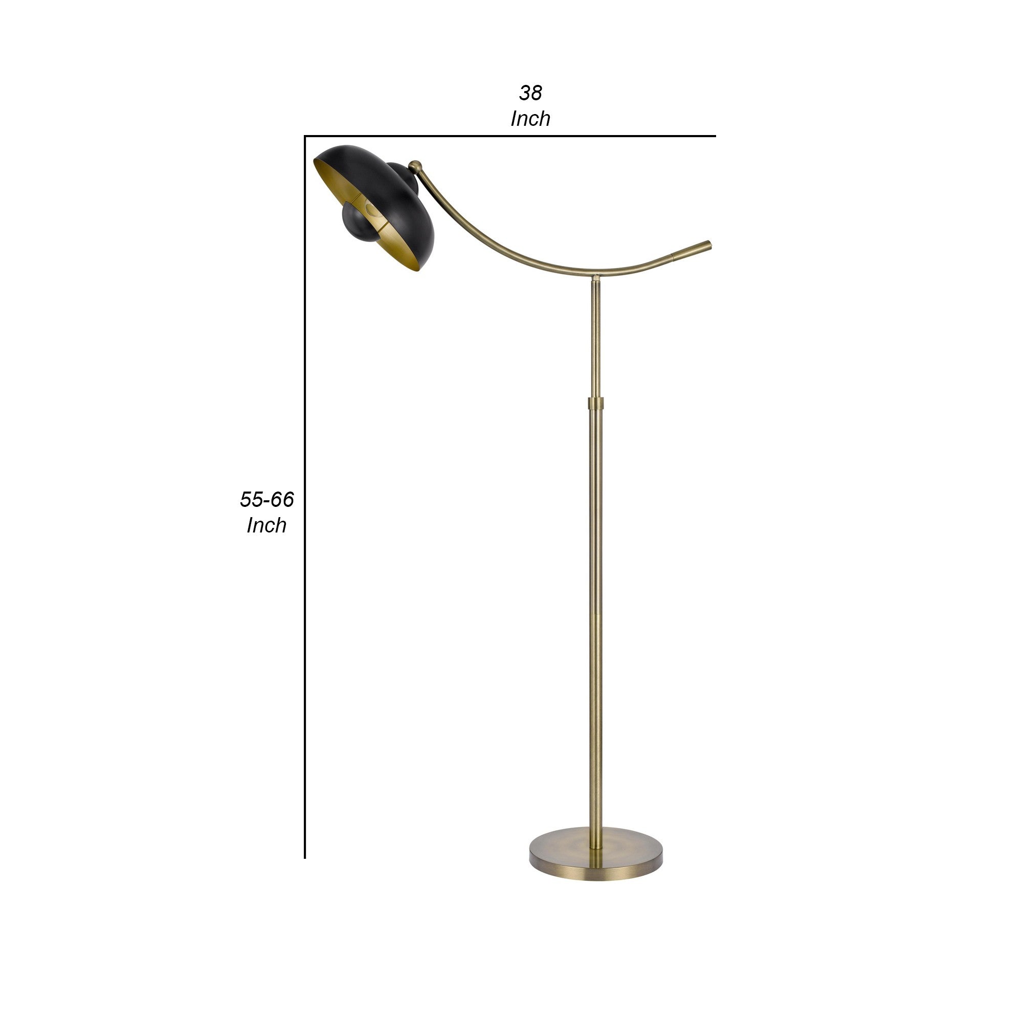 66 Inch Adjustable Arc Floor Lamp Dome Shade Dark Bronze Antique Brass-zoom-5
