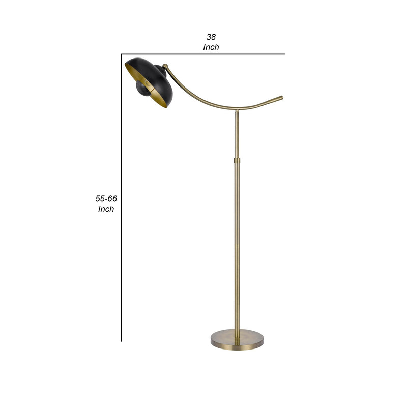 66 Inch Adjustable Arc Floor Lamp Dome Shade Dark Bronze Antique Brass-zoom-