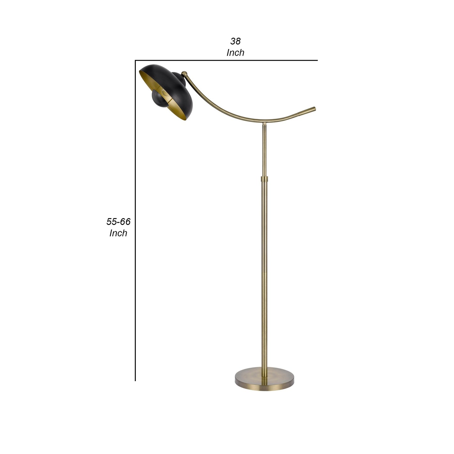 66 Inch Adjustable Arc Floor Lamp Dome Shade Dark Bronze Antique Brass