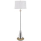Charlie 61 Inch Modern Floor Lamp Drum Shade Glossy Chrome White Brown