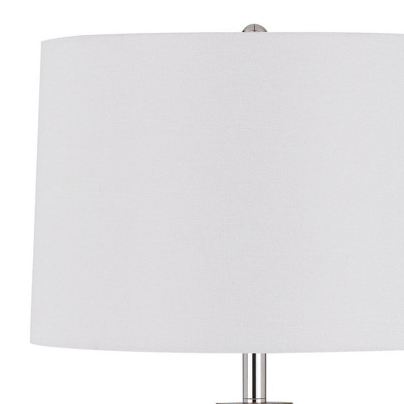 Charlie 61 Inch Modern Floor Lamp Drum Shade Glossy Chrome White Brown-zoom-