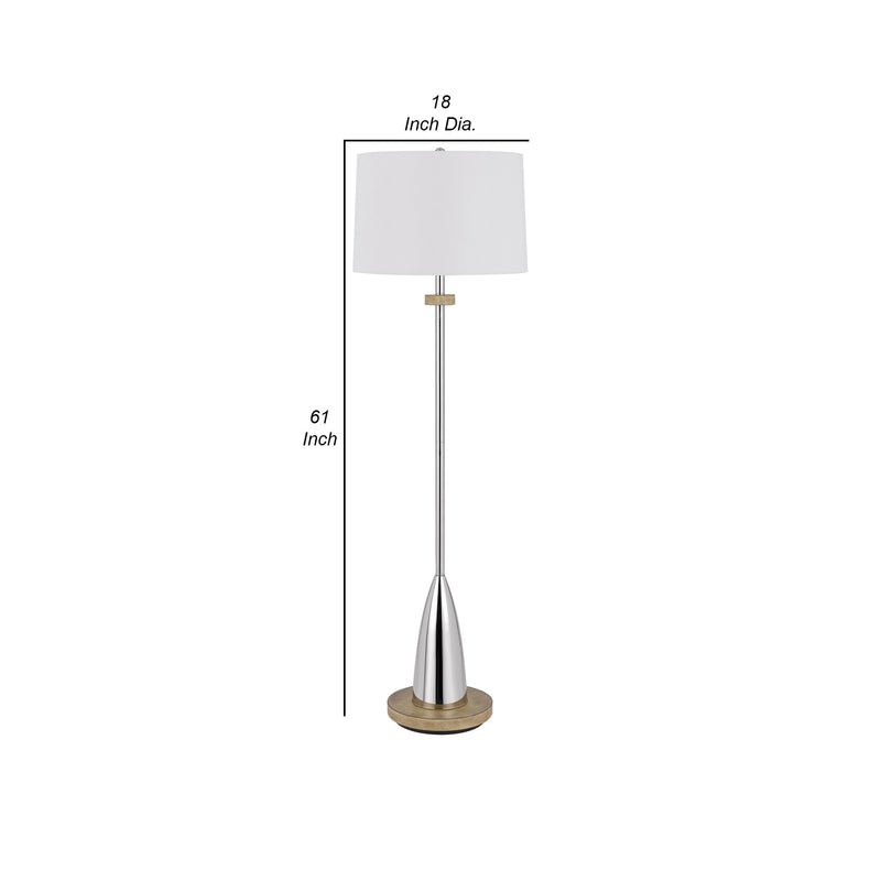 Charlie 61 Inch Modern Floor Lamp Drum Shade Glossy Chrome White Brown-zoom-