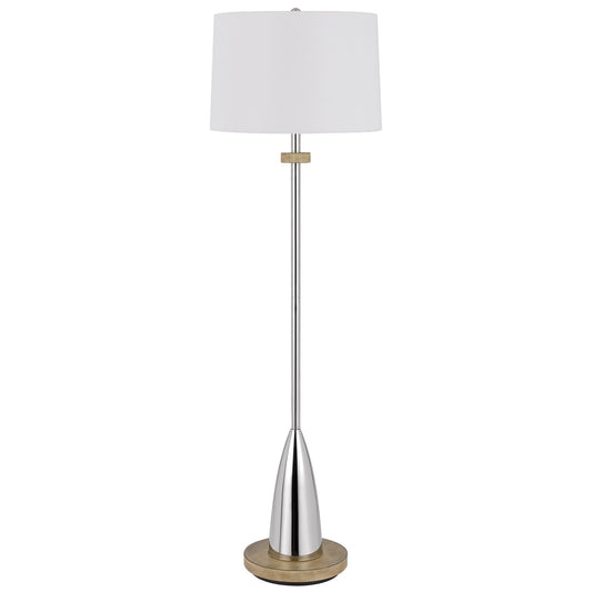 Charlie 61 Inch Modern Floor Lamp Drum Shade Glossy Chrome White Brown