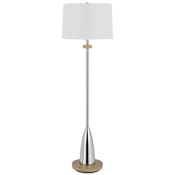 Charlie 61 Inch Modern Floor Lamp Drum Shade Glossy Chrome White Brown