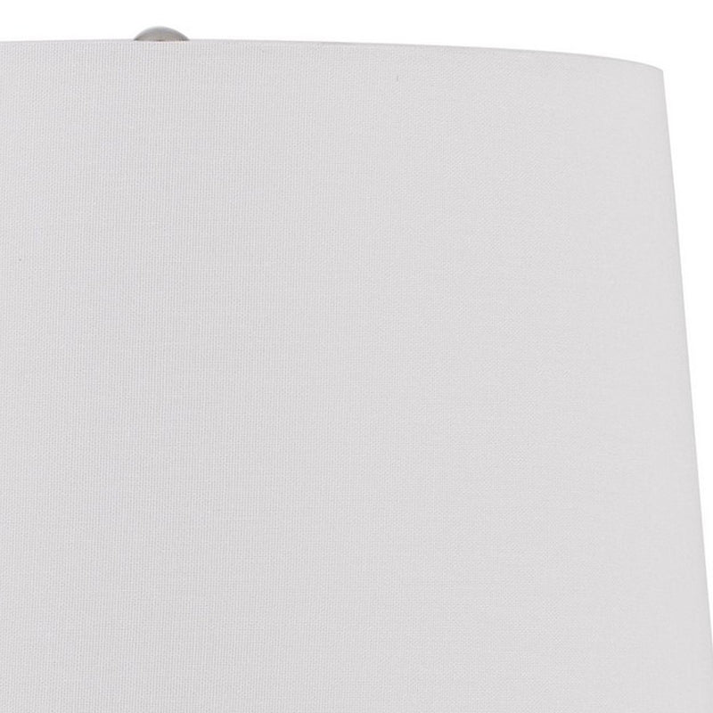 Charlie 31 Inch Modern Table Lamp Drum Shade Glossy Chrome White Brown-zoom-