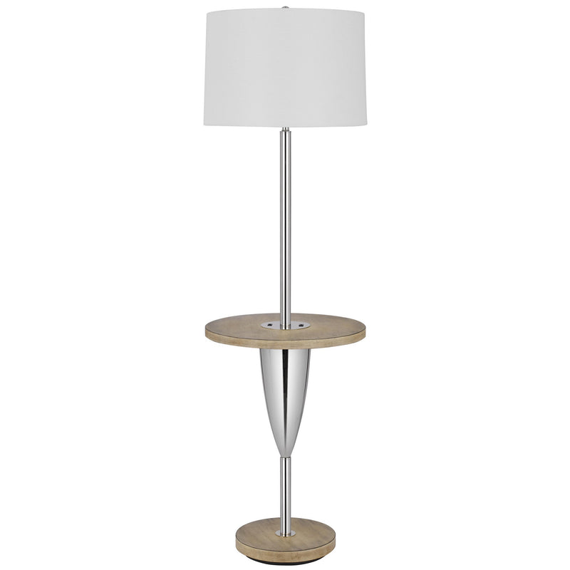 Charlie 61 Inch Modern Floor Lamp Wood Table 1 Usb Glossy White Brown-zoom-
