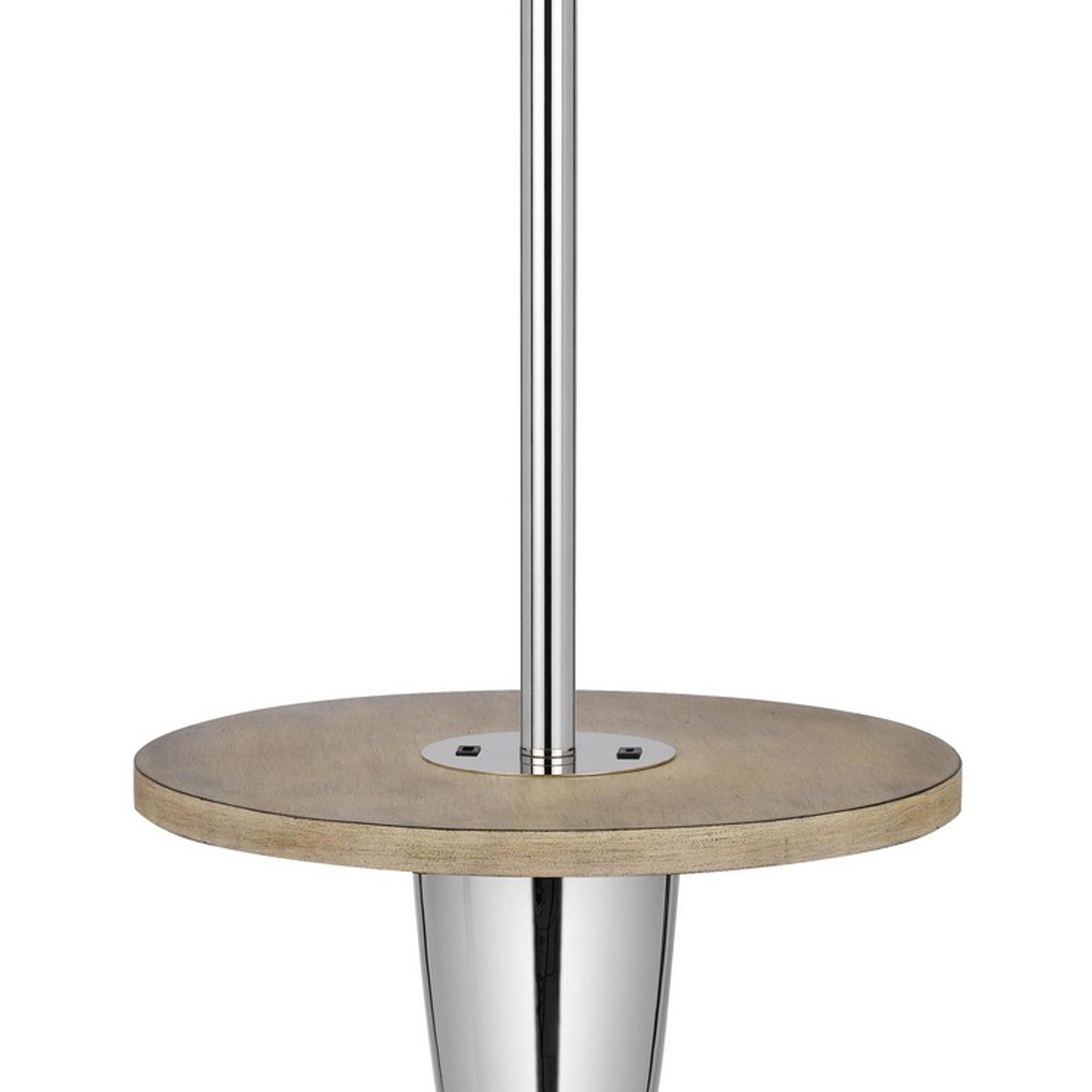 Charlie 61 Inch Modern Floor Lamp Wood Table 1 Usb Glossy White Brown-zoom-3