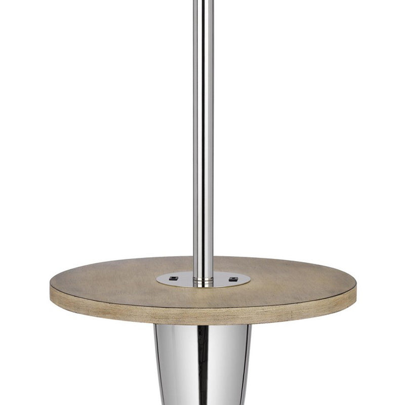 Charlie 61 Inch Modern Floor Lamp Wood Table 1 Usb Glossy White Brown-zoom-