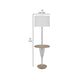 Charlie 61 Inch Modern Floor Lamp Wood Table 1 Usb Glossy White Brown