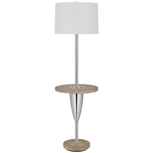 Charlie 61 Inch Modern Floor Lamp Wood Table 1 Usb Glossy White Brown