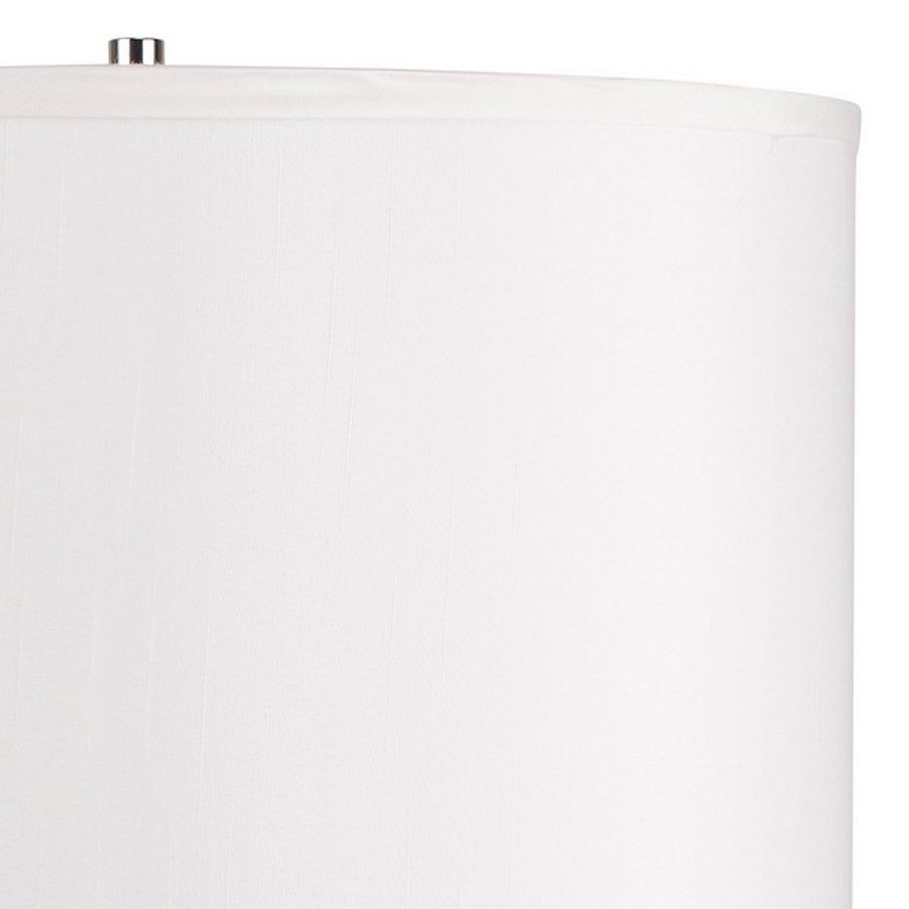 27 Inch Table Lamp Metal Trumpet Style Tapered Base White and Silver-zoom-2