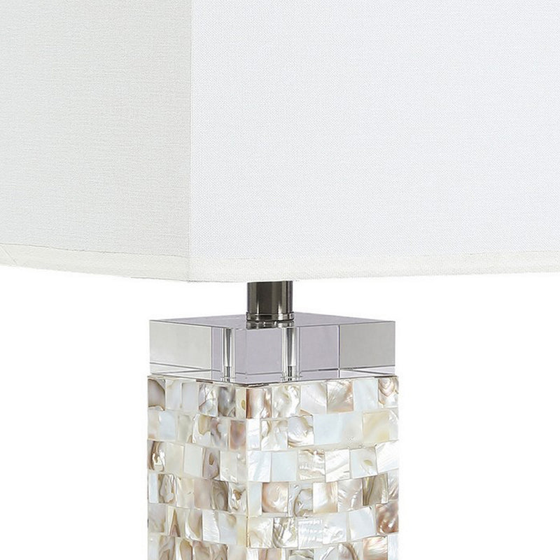 29 Inch Modern Table Lamp Mother of Pearl Shell Frame White Silver-zoom-
