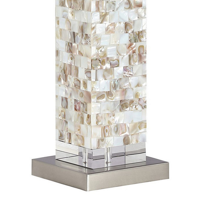 29 Inch Modern Table Lamp Mother of Pearl Shell Frame White Silver-zoom-