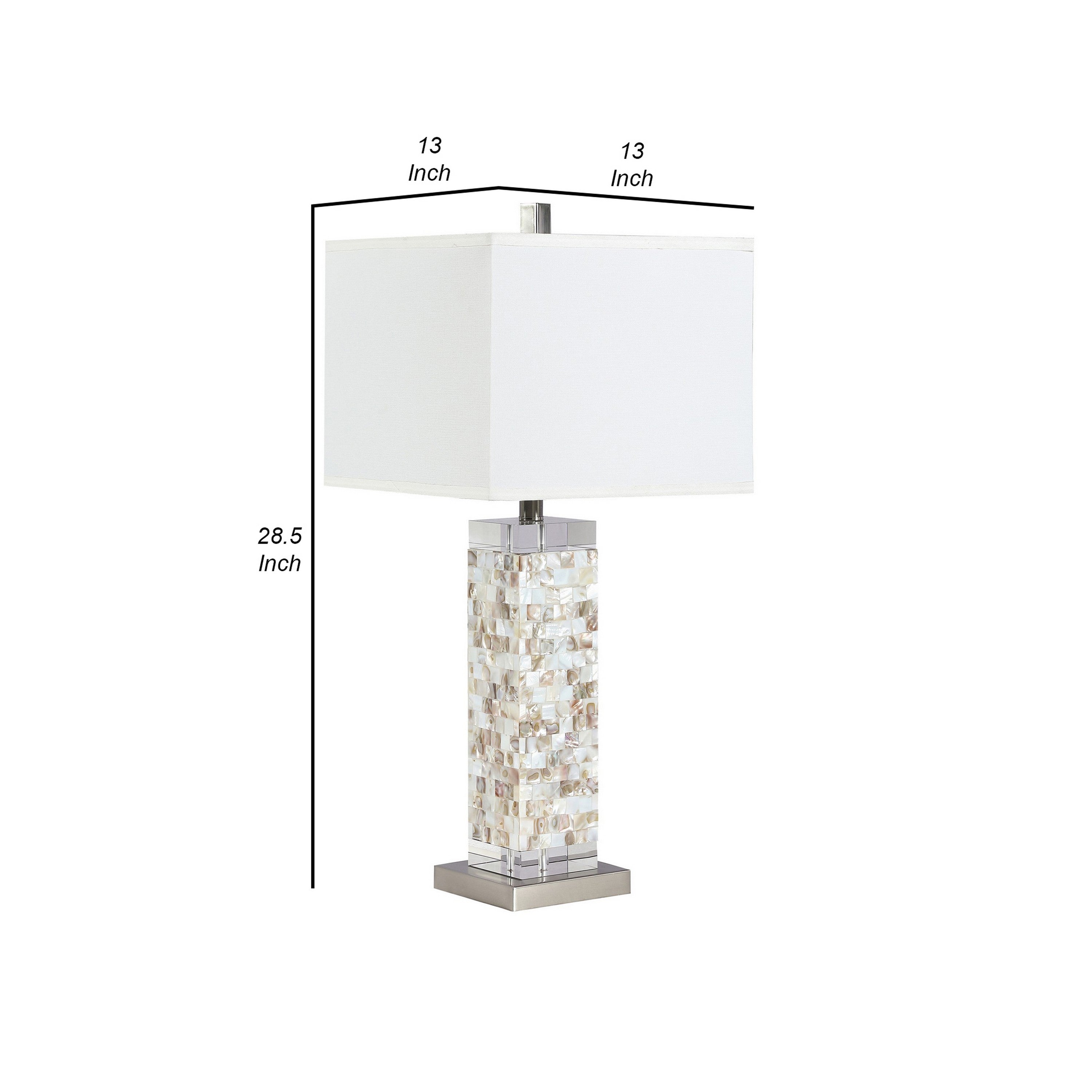 29 Inch Modern Table Lamp Mother of Pearl Shell Frame White Silver-zoom-5