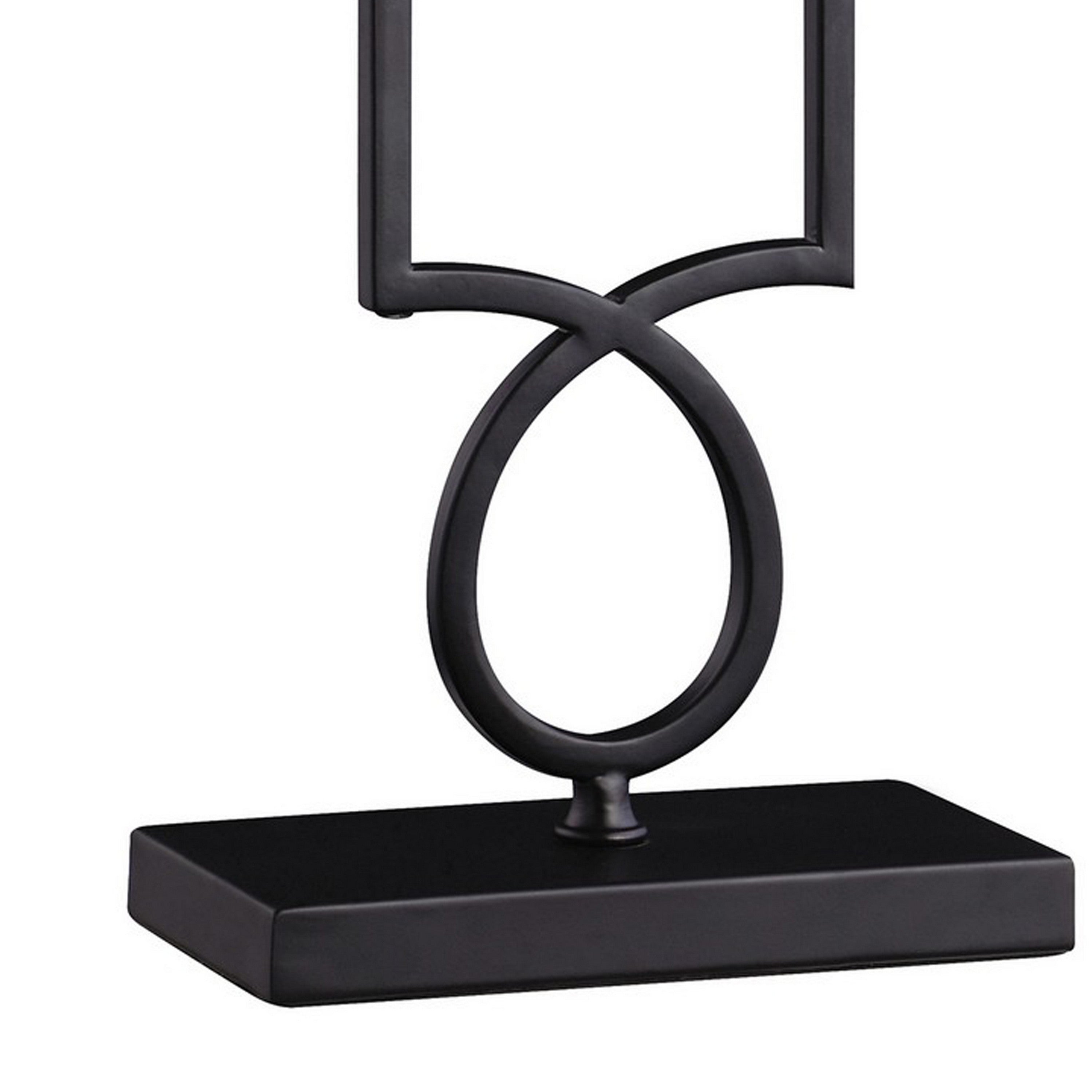 29 Inch Modern Table Lamp Box Shade Ornate Metal Base White Black-zoom-4