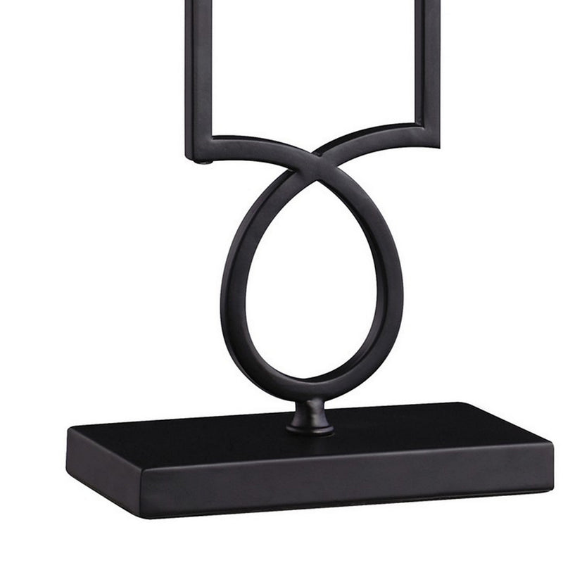 29 Inch Modern Table Lamp Box Shade Ornate Metal Base White Black-zoom-